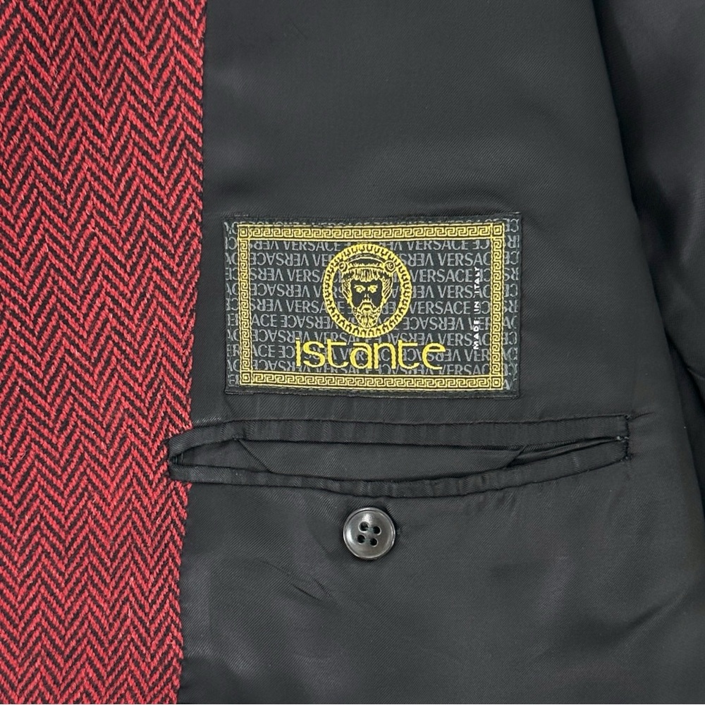 RARE Versace Istante Vintage Orange & Red Herringbone Blazer Jacket sz 54 - Picture 8 of 10